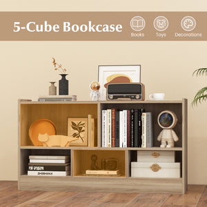 Kids 2-shelf bookcase with 5-cube storage for toys, perfect organizer for children's rooms.