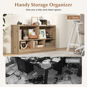Kids 2-shelf bookcase with 5-cube storage for toys, perfect organizer for playrooms and nurseries.
