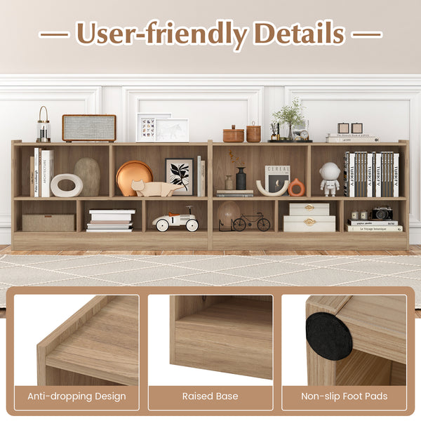 Kids 2-shelf bookcase with 5-cube storage for toys, perfect organizer for playrooms and nurseries.
