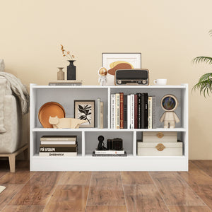 Kids 2-shelf bookcase with 5-cube storage for toys and books, perfect for organizing playrooms and nurseries.