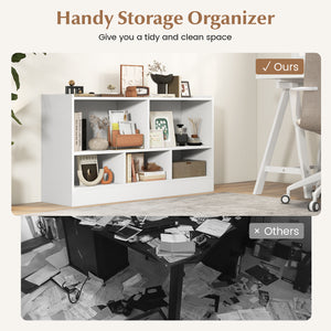 Kids 2-shelf bookcase with 5-cube storage for toys, perfect for organizing playrooms and nurseries.