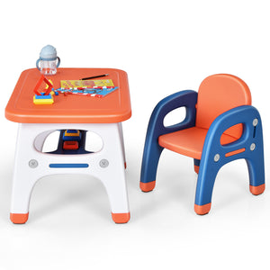 Kids activity table and chair set with Montessori toys for preschool and kindergarten, angle view 19.