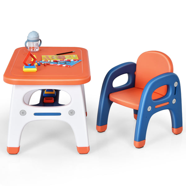 Kids activity table and chair set with Montessori toys for preschool and kindergarten, angle view 19.