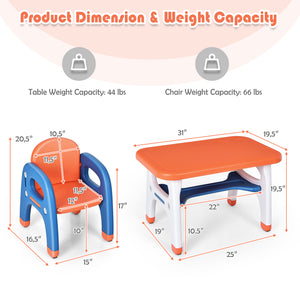 Kids activity table and chair set with Montessori toys for preschool and kindergarten, angle view 21.