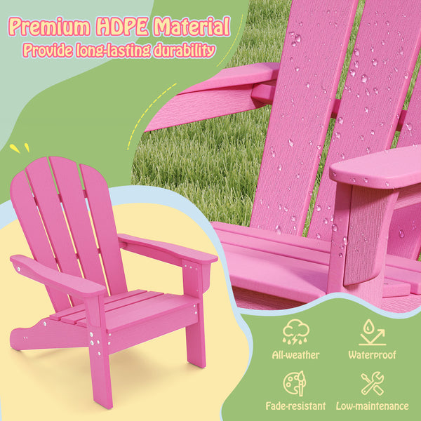 All-Weather HIPS Kid's Adirondack Chair with with High Backrest and Armrests