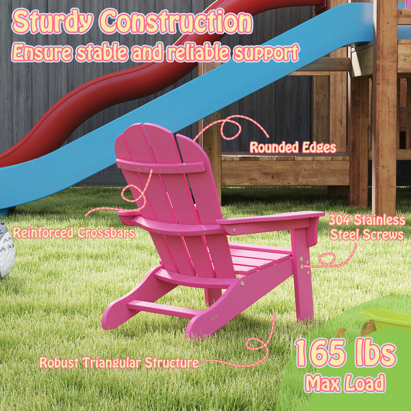 All-Weather HIPS Kid's Adirondack Chair with with High Backrest and Armrests