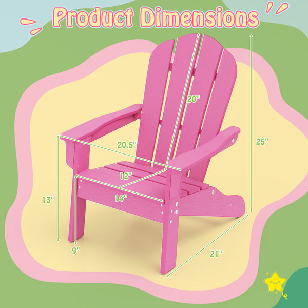 All-Weather HIPS Kid's Adirondack Chair with with High Backrest and Armrests