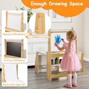 Kids Art Table and Chair Set with Easel and Chair for Drawing Reading