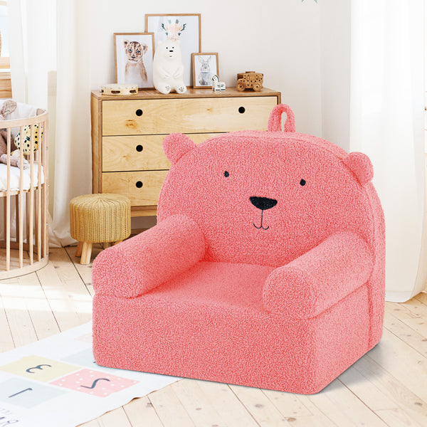 Kids Bear Sofa Toddler Foam Couch with Soft Fleece Fabric Cover