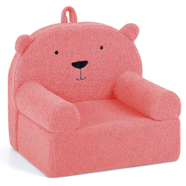 Kids Bear Sofa Toddler Foam Couch with Soft Fleece Fabric Cover
