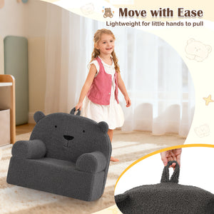 Kids Bear Sofa Toddler Foam Couch with Soft Fleece Fabric Cover