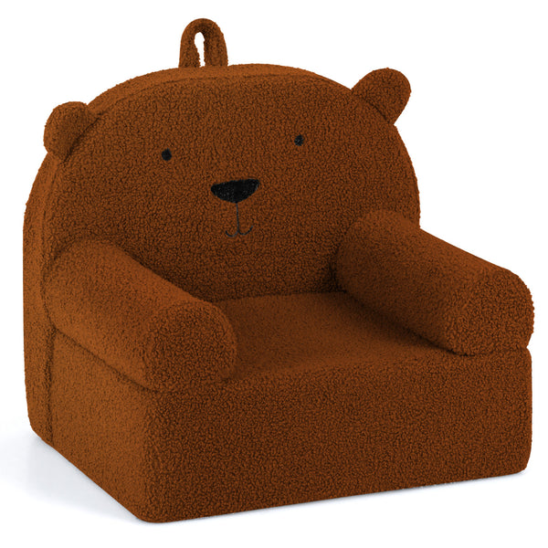Kids Bear Sofa Toddler Foam Couch with Soft Fleece Fabric Cover