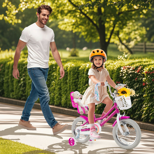 Kids Bike 12 Inch with Training Wheels and 2 Brake System for 3
