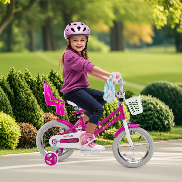 Kids Bike 12 Inch with Training Wheels and 2 Brake System for 3