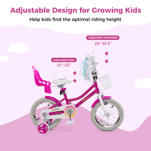 Kids Bike 12 Inch with Training Wheels and 2 Brake System for 3