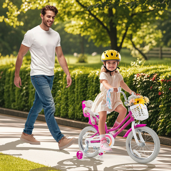 Kids Bike 12 Inch with Training Wheels and 2 Brake System for 3