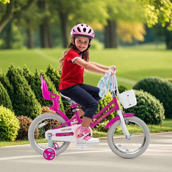 Kids Bike 12 Inch with Training Wheels and 2 Brake System for 3