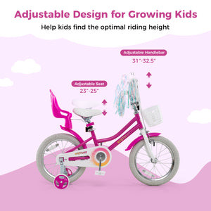 Kids Bike 12 Inch with Training Wheels and 2 Brake System for 3