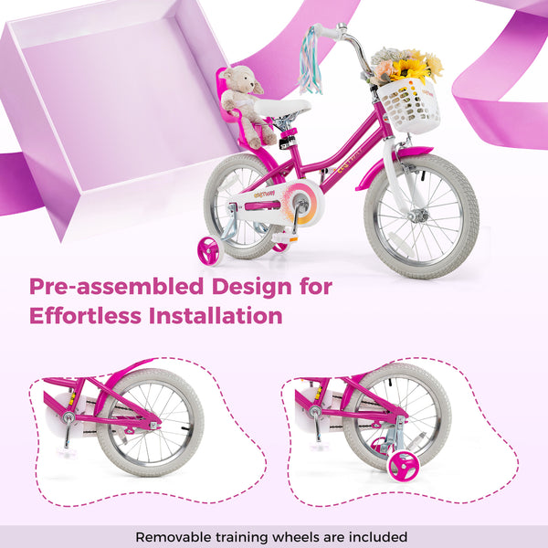 Kids Bike 12 Inch with Training Wheels and 2 Brake System for 3
