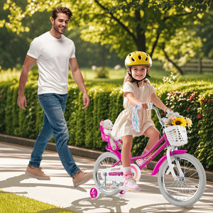 Kids Bike 12 Inch with Training Wheels and 2 Brake System for 3