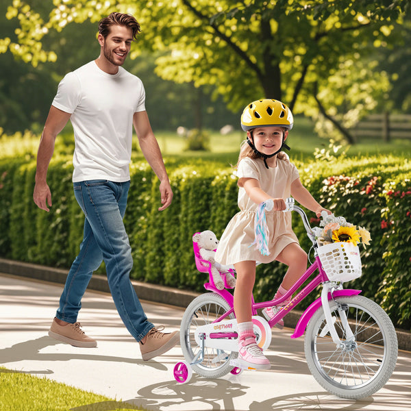 Kids Bike 12 Inch with Training Wheels and 2 Brake System for 3