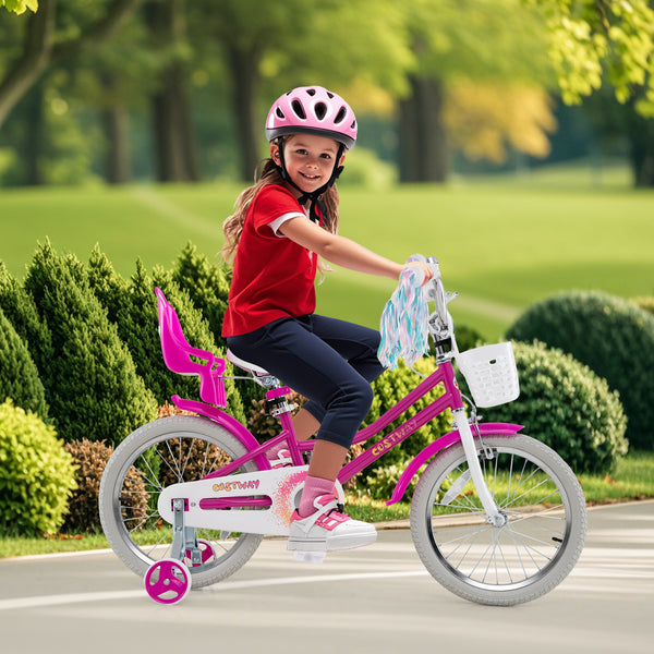 Kids Bike 12 Inch with Training Wheels and 2 Brake System for 3