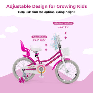 Kids Bike 12 Inch with Training Wheels and 2 Brake System for 3