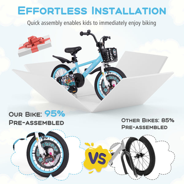 16-inch kids bike with adjustable handlebar and saddle for ages 4-8, perfect for outdoor fun and adventure.