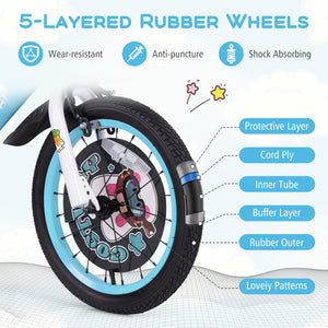 16-inch kids bike with adjustable handlebar and saddle for ages 4-8, shown at angle 7. Perfect for outdoor fun!