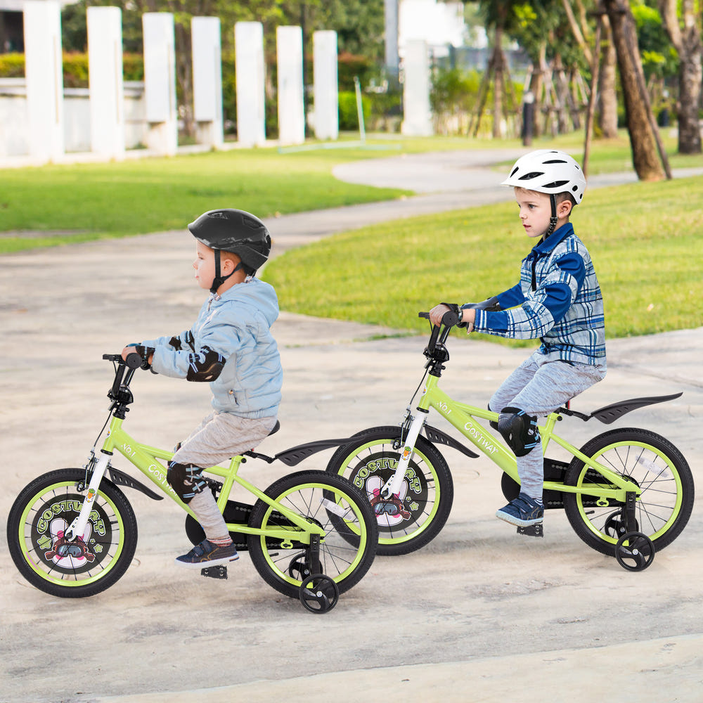 16-inch kids bike with adjustable seat and detachable training wheels for ages 4-8, perfect for outdoor fun.
