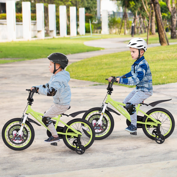 16-inch kids bike with adjustable seat and detachable training wheels for ages 4-8, shown from angle 2.