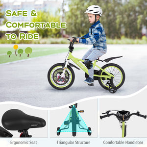 16-inch kids bike with adjustable height and detachable training wheels for ages 4-8, shown from angle 6.