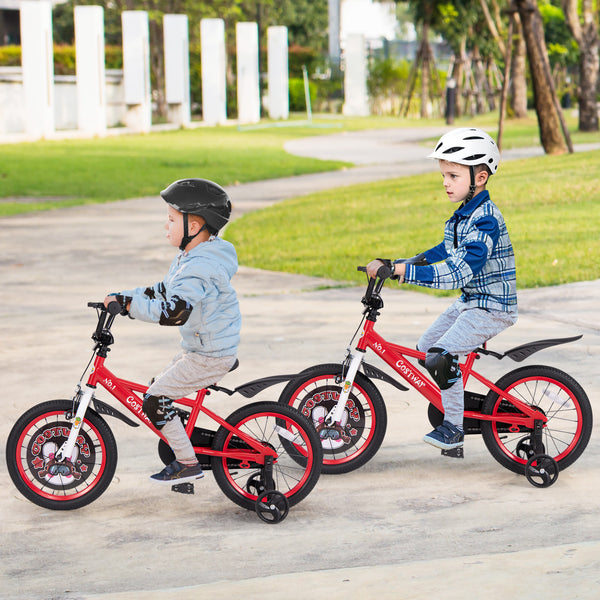 16-inch kids bike with adjustable features, storage basket, and double brake for ages 4-8, shown from angle 2.