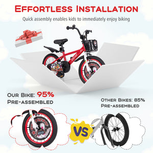 16 Inch Kids Bike Adjustable with Storage Basket and Double Brake for 4-8 Years Old
