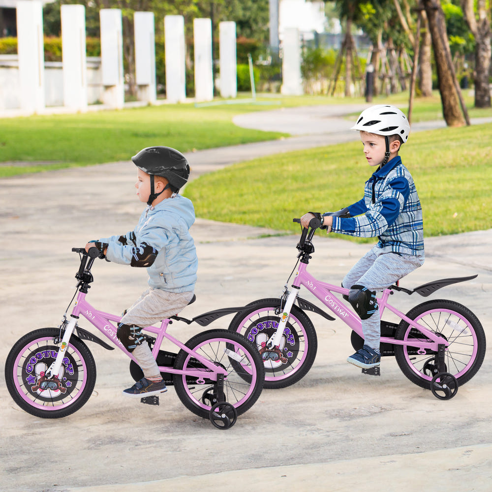 16-inch kids bike for ages 4-8 with adjustable handlebar and saddle, perfect for outdoor fun and adventure.