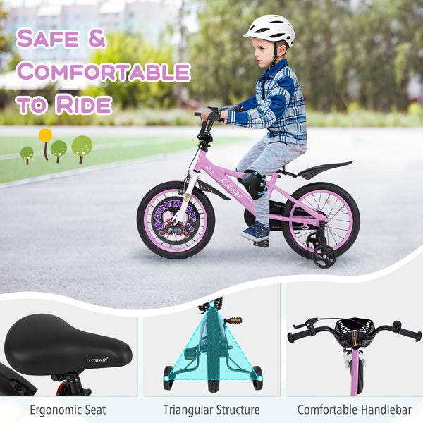 16-inch kids bike for ages 4-8 with adjustable handlebars and saddle, perfect for outdoor fun and adventure.