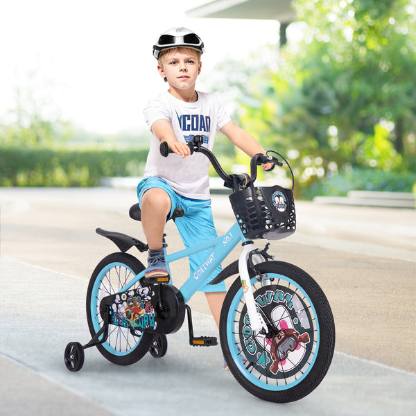 16-inch kids bike with adjustable handlebar and saddle for ages 4-8, shown at angle 9. Perfect for outdoor fun!