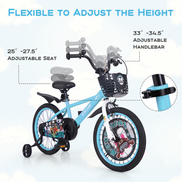 16-inch kids bike with adjustable handlebar and saddle for ages 4-8, shown from angle 13. Perfect for outdoor fun!