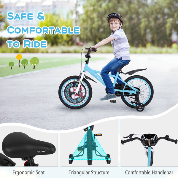 16-inch kids bike with adjustable handlebar and saddle for ages 4-8, shown from angle 14. Perfect for outdoor fun!