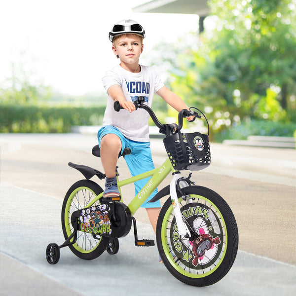 16-inch kids bike with adjustable seat and detachable training wheels for ages 4-8, shown from angle 9.