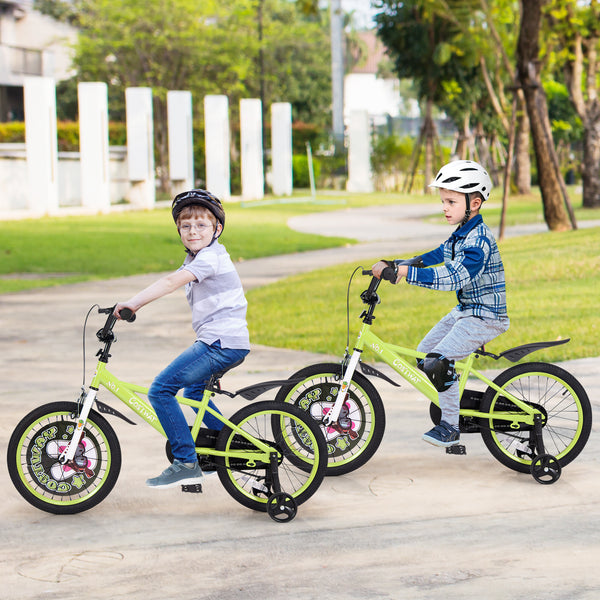 16-inch kids bike with adjustable seat and detachable training wheels for ages 4-8, shown at angle 10.