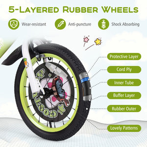 16 Inch Kids Bike Adjustable with Detachable Training Wheels for 4-8 Years Old