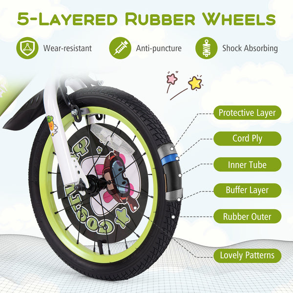 16 Inch Kids Bike Adjustable with Detachable Training Wheels for 4-8 Years Old