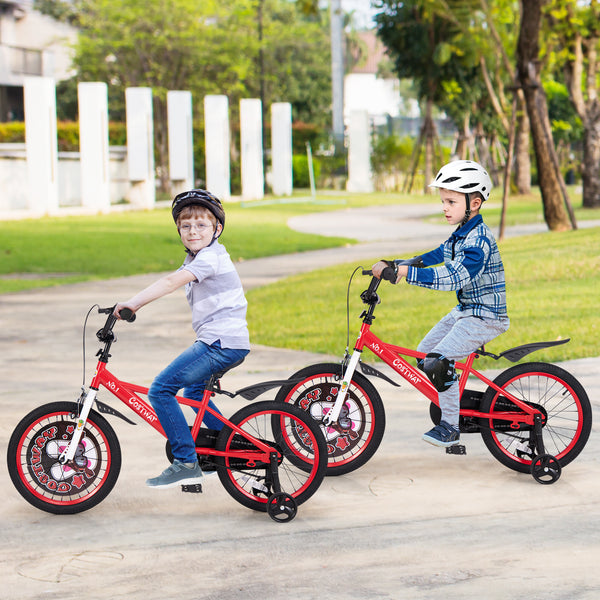 16-inch kids bike with adjustable seat, storage basket, and double brake for ages 4-8, shown at angle 10.