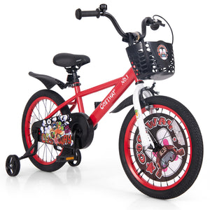 16-inch kids bike with adjustable seat, storage basket, and double brake for ages 4-8, shown from angle 11.