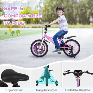 16-inch kids bike for ages 4-8 with adjustable handlebars and saddle, perfect for outdoor fun and sports activities.