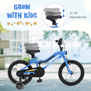16 Inch Kids Bike LED Lighted Adjustable with Training Wheels for 4-7 Years Old Kids