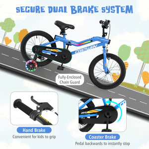 16 Inch Kids Bike LED Lighted Adjustable with Training Wheels for 4-7 Years Old Kids