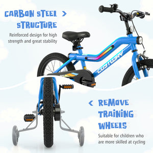 16 Inch Kids Bike LED Lighted Adjustable with Training Wheels for 4-7 Years Old Kids