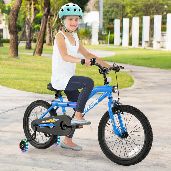 16 Inch Kids Bike LED Lighted Adjustable with Training Wheels for 4-7 Years Old Kids